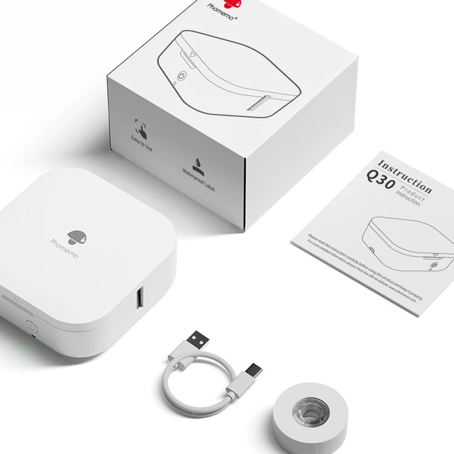 Phomemo Q30 Label Maker Thermal Inkless Sticker Machine Portable Mini Printer with Multiple Label Tapes Home Handheld Bluetooth
