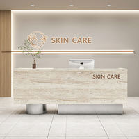 Bureau de réception en bois haut de gamme de luxe avec support cylindrique pour salon de beauté, magasin de vêtements, salon de coiffure, petite table de caisse ou de bar