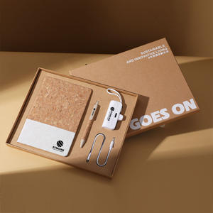 カスタムロゴプロモーション高級ギフトアイテムノートブックビジネスセットコルクブラウン環境にやさしいノートブックギフトセット - Product Image 6