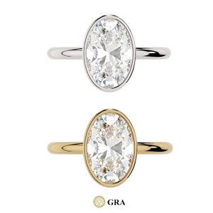 Кольца с овальным муассанитом 5 карат в минималистичной оправе, 1 карат, 2 карат, из стерлингового серебра S925 с позолотой, кольцо-печатка с муассанитом в минималистичной оправе - Product Image 1