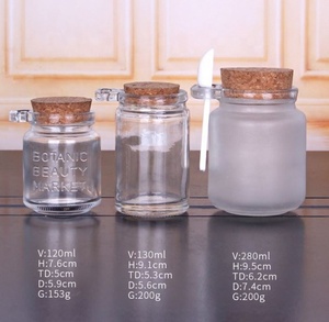 Bouteille en verre pour sel de bain en gros, pot cosmétique de 250 ml, bouteille en verre de 8 oz avec cuillère en bois et couvercle en liège - Product Image 6