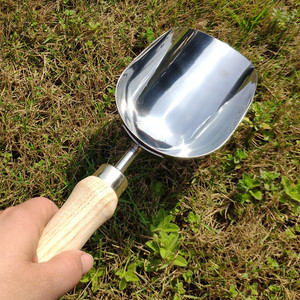 Pelle fumoir pour jardinage en acier inoxydable, pelle de sol et de terre polie à la main en acier inoxydable, robuste - Product Image 2