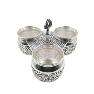 Juego de Recipientes para Frutos Secos de Plata Premium con Soporte de Diseño, Frascos de Almacenamiento de Lujo Hechos a Mano para Decoración del Hogar, Pooja y Regalos - Product Image 4