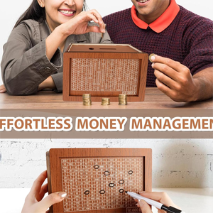 JUNJI Personalized and Self-assembling Wooden Piggy Bank Wooden Money Saving <strong>Box</strong> Countable Piggy Banks <strong>Brown</strong> <strong>Storage</strong> <strong>Box</strong> - Product Image 4