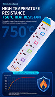 Regleta Universal con Interruptores Individuales, 5 Tomas de Corriente, Enchufe Estándar para EE. UU., Reino Unido y Tailandia, 2500W, Extensión Multi-Toma