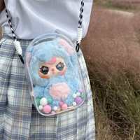 Sac à poupée Nommi en PVC transparent de 18 cm et 20 cm, sac à main en PVC pour bébé Three V3, porte-clés en peluche, sangle d'épaule, sac cadeau en PVC Labubu