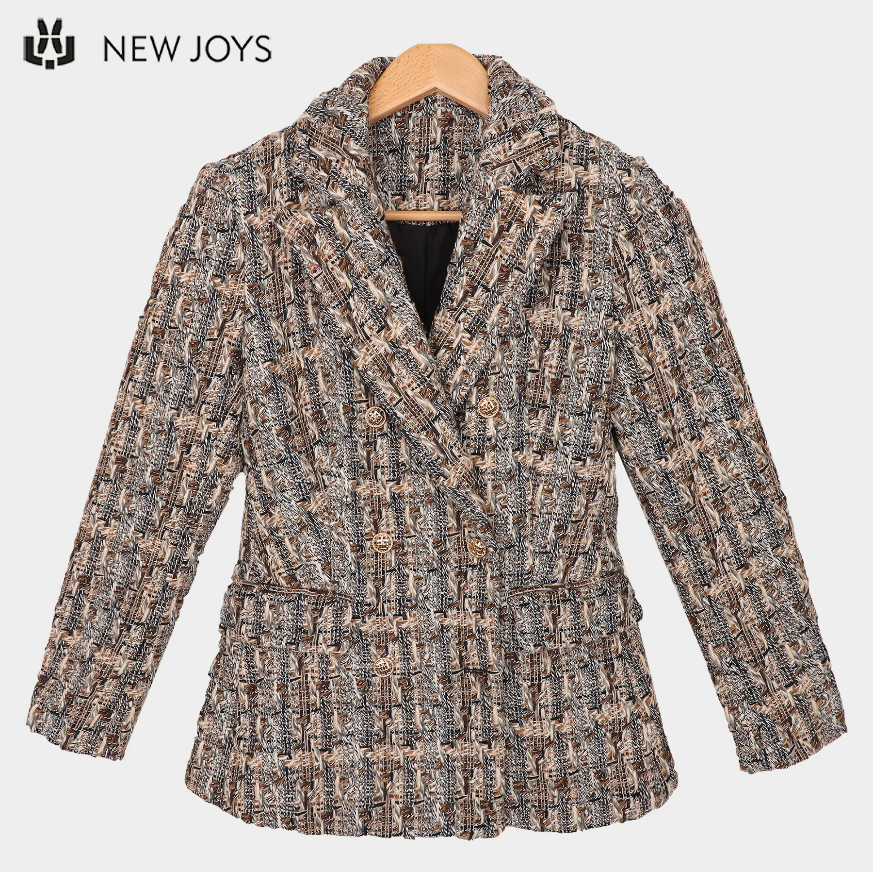 Blazer feminino clássico, casaco jaqueta de manga longa lã