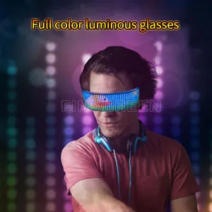 New Style Hot Selling App Controlled Led Screen Eye Party Glasses USB Rechargeable Led Light Glasses
