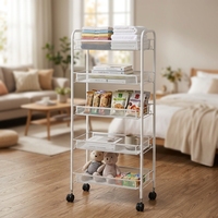 Carrito Metálico Multifuncional con Ruedas, Estante de Almacenamiento de 5 Niveles para Sala de Estar y Cocina, Carrito Organizador para Islas de Cocina