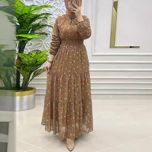 Vestido largo y elegante de moda envuelto con flores de gasa musulmanas de Oriente Medio para mujer - Product Image 2