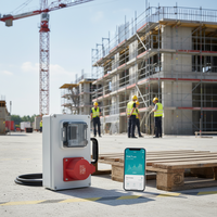 Boîtier de distribution d'alimentation WiFi portable triphasé Fineco 16A/32A IP67 avec compteur MID, prêt à l'emploi, 6 prises, utilisation extérieure