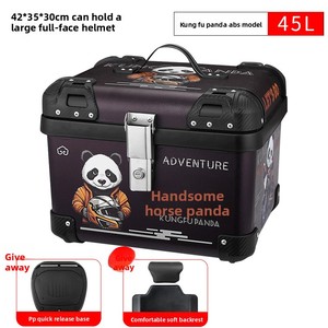 45LABS ABS 45L Baúl Trasero Redondeado Retro para Motocicleta y Vehículo Eléctrico con Capacidad para Casco Completo, Diseño Kung <span class=keywords><strong>Fu</strong></span> Panda - Product Image 4