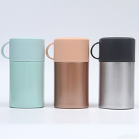Venta al por mayor de fábrica: Termo de acero inoxidable sin BPA para alimentos, calentador de comida, botellas de vidrio Boston redondas con bomba.
