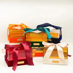 Boîte cadeau en acrylique avec couvercle transparent et boîte d'emballage cadeau en ruban pour la fête des mères, fête d'anniversaire de mariage et de fleurs de Noël - Product Image 2