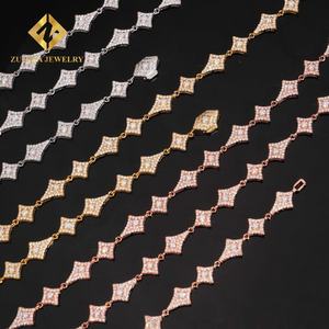 ขายดีสร้อยคอโซ่เทนนิส925เงินสเตอร์ลิง18K ชุบทองเพชรโมอิสซาไนต์สร้อยคอและสร้อยข้อมือร้านค้าขนาดใหญ่ - Product Image 4