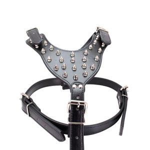 ピンクヒョウ面白いロットワイラーPUレザースタッズ付きリベット犬用首輪スパイクレザー首輪とハーネス3個セット犬用 - Product Image 2