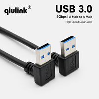Cable USB 3.0 SuperSpeed de Macho a Macho, 5Gbps, Ángulo Recto de 90 Grados, Cable de Sincronización de Datos para Enfriador de Portátil