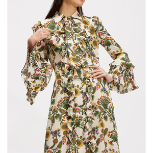 Casuales <span class=keywords><strong>de</strong></span> moda <span class=keywords><strong>de</strong></span> camisa <span class=keywords><strong>de</strong></span> cuello V vestido volantes Floral impresión falda <span class=keywords><strong>de</strong></span> manga larga <span class=keywords><strong>de</strong></span> Navidad Fiesta <span class=keywords><strong>Vestidos</strong></span> <span class=keywords><strong>de</strong></span> Cóctel Maxi - Product Image 3