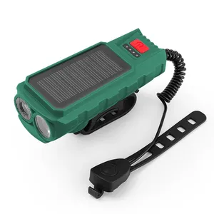 YH3279 Bike Light Solar USB Rechargeable Double Charging Horn Lamp Waterproof Bicycle Headlight Bike Front Light
