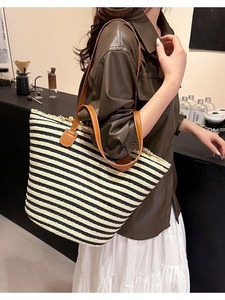 Spring Straw Craft Zip Foldable Waterproof Single Shoulder <b>Large</b> Size 3L+ <b>Pillow</b> Shape Polyester Handbag Tanjing - Product Image 5