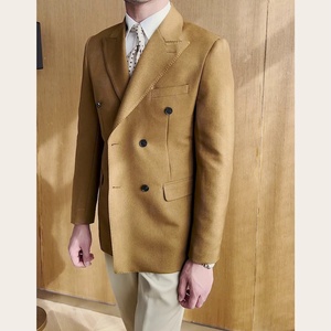 Veste de <span class=keywords><strong>costume</strong></span> rétro décontractée britannique sur mesure, couleur unie, double boutonnage, coupe ajustée pour <span class=keywords><strong>homme</strong></span> - Product Image 6