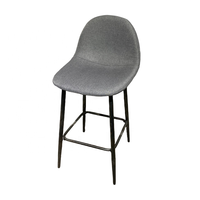 Tabouret de bar moderne en tissu velours gris foncé avec pieds en métal robustes pour la restauration hôtelière