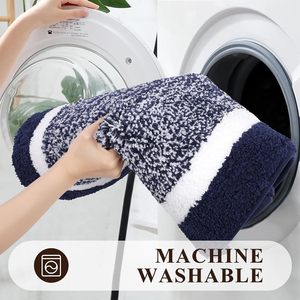 Nuovo <span class=keywords><strong>lavabile</strong></span> antiscivolo assorbente blu marino Extra morbido arruffato tappeti da <span class=keywords><strong>bagno</strong></span> set di servizi igienici pavimento doccia moquette - Product Image 6