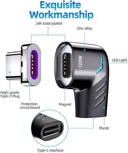 <span class=keywords><strong>Cable</strong></span> <span class=keywords><strong>Adaptador</strong></span> Magnético <span class=keywords><strong>USB</strong></span> <span class=keywords><strong>Tipo</strong></span>-<span class=keywords><strong>C</strong></span> <span class=keywords><strong>de</strong></span> Fábrica 6A 120W con Blindaje Trenzado para iPad Pro y Macbook 2019/2018 - Conector <span class=keywords><strong>de</strong></span> Aleación <span class=keywords><strong>de</strong></span> Aluminio - Product Image 5