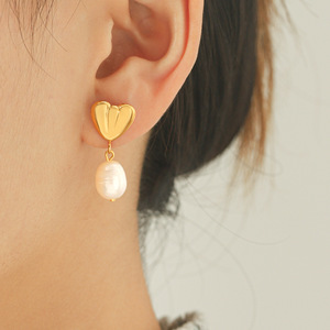 Pendientes de Perlas Naturales de Agua Dulce Irregulares para Mujer, Hipoalergénicos, de Acero Inoxidable, Joyería de Moda - Product Image 2