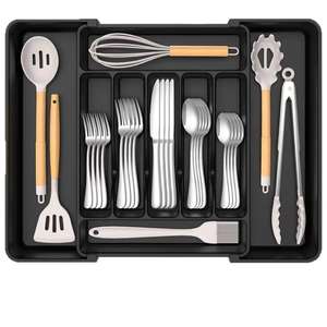 Organisateur de couverts M pour <span class=keywords><strong>tiroirs</strong></span> de cuisine, plateau extensible pour ustensiles avec <span class=keywords><strong>bloc</strong></span> à couteaux amovible, support pour couverts et argenterie - Product Image 4
