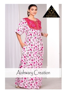 Caftán Largo 100% Algodón Puro para Mujer, Ropa Musulmana Tradicional, Vestido Modesto Estampado, Calidad de Boutique, Proveedor Mayorista - Product Image 1