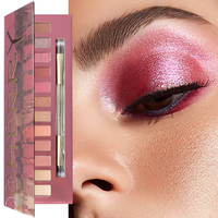 Nouvelle Arrivée Maquillage des Yeux Palette de Fards à Paupières 12 Couleurs Rose Doux Teinte Fleur de Cerisier Fini Mat Scintillant Multichrome
