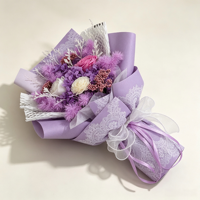 Bouquet de roses éternelles et d'hortensias séchés Factory Forever Roses pour décoration de mariage, cadeau de la Saint-Valentin, bouquet de fleurs préservées violettes