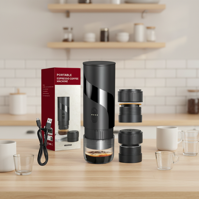 Factory Portable Espresso Coffee Maker Custom Logo Rechargeable Traveling Coffee Machine Supports Capsule and Ground Coffee Uses