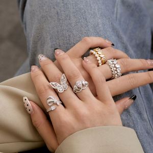 Dylam Stylish <b>Dainty</b> Women S925 Silver Rhodium 18K Gold Plated Multiple Mixed Cut Geometric 5A Cubic Zirconia Jewelry <b>Rings</b> - Product Image 3