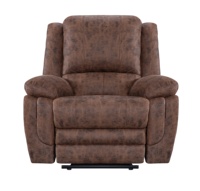 HOMERS Manuelles Relaxsofa-Set 3+2+1 aus Echtleder mit Drahtlosem Ladegerät, Massagefunktion und Drehbarem Holzrahmen