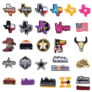 Regional Culture 2023 New Arrival Wholesale PVC Design Absorbing Texas Cowboy Shoe Charms Decorations Accessories Ornaments