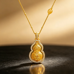 FANYA FYXL1256T <b>Copper</b> Alloy Gold Plated Traditional Chinese Style Rotating Filigree Gourd Pendant Necklace Box <b>Chain</b> Cubic - Product Image 1