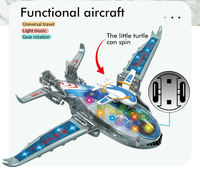 Avion jouet électrique universel à engrenages, transparent, avec fonction « Bump & Go », lumière, musique et rotation, petit avion éducatif pour enfants