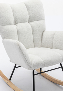 <span class=keywords><strong>Fauteuil</strong></span> à <span class=keywords><strong>bascule</strong></span> moderne en tissu Teddy, <span class=keywords><strong>fauteuil</strong></span> d'appoint portable pour salon, ivoire - Product Image 3