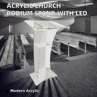 Pupitre moderne en acrylique avec éclairage LED, support de podium, pupitre de réception, sur pied, facile à assembler pour les églises
