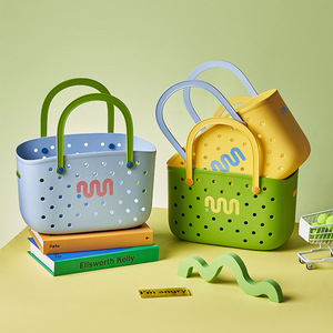 Shopping Basket <b>Tote</b> Bag Sea Blue Pine Green Lemon Yellow Portable Large Capacity Multifunctional Women's Handbag - Product Image 1