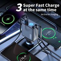Chargeur de voiture rapide 4-en-1 BOOLA avec câble rétractable double, port Type-C, style Cyberpunk, adaptateur d'alimentation automobile 12-24V, modèle camion