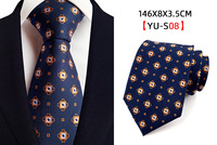 Mode Bergaris Paisley Tie Sutra Kotak-kotak Pria, Dasi Bunga Mete untuk Pernikahan Formal Bisnis Desain Baru 3.15 "(8Cm)
