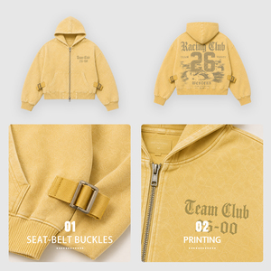 Source Factory 460g Sun Faded Wash Adjustable Waist Men High Street Modern <strong>Grunge</strong> Vintage Custom <strong>Hoodie</strong> - Product Image 2
