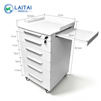 Meubles de clinique dentaire mobiles modernes en acier inoxydable, armoire dentaire avec roulettes