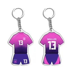 Porte-clés de <span class=keywords><strong>maillot</strong></span> de football en acrylique personnalisable avec numéro, souvenirs de football pour les fans de Ronaldo et Neymar, petits cadeaux sportifs - Product Image 6
