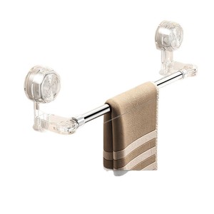 Porte-serviettes à <span class=keywords><strong>ventouse</strong></span> sans perçage pour salle de bain, tringle de <span class=keywords><strong>douche</strong></span> réglable, étagère de rangement, organisateur de serviettes de bain en acier inoxydable - Product Image 1
