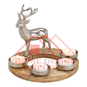 Porte-bougie en T à Base rectangulaire en bois Votive avec verre Votive pour décorations de centres de Table lanterne de bougie Unique - Product Image 5