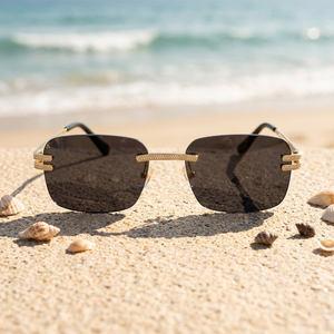 Luxurious Rimless Rectangle Sunglasses Polarized Lenses Crystal Accents Unisex 100% UV Protection Adult Beach - Product Image 2